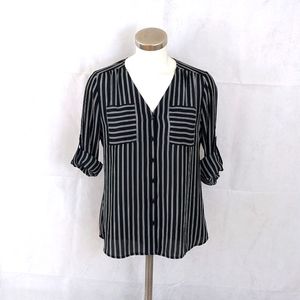 Express V-neck Long Sleeve Blouse Top Button Down Size Small